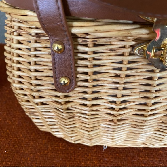 Vintage MCM Cappelli Straworld Wicker Purse w/ Owls on Wood Lid - Picture 5 of 15